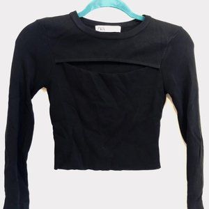 Bust Cut Out Long Sleeve Crop Top